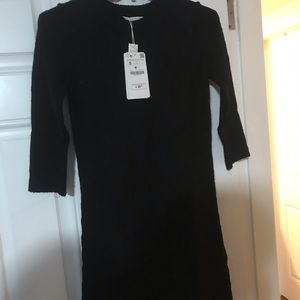 Zara. Long Sleeve. Black. Knit 3/4 Sleeve Dress